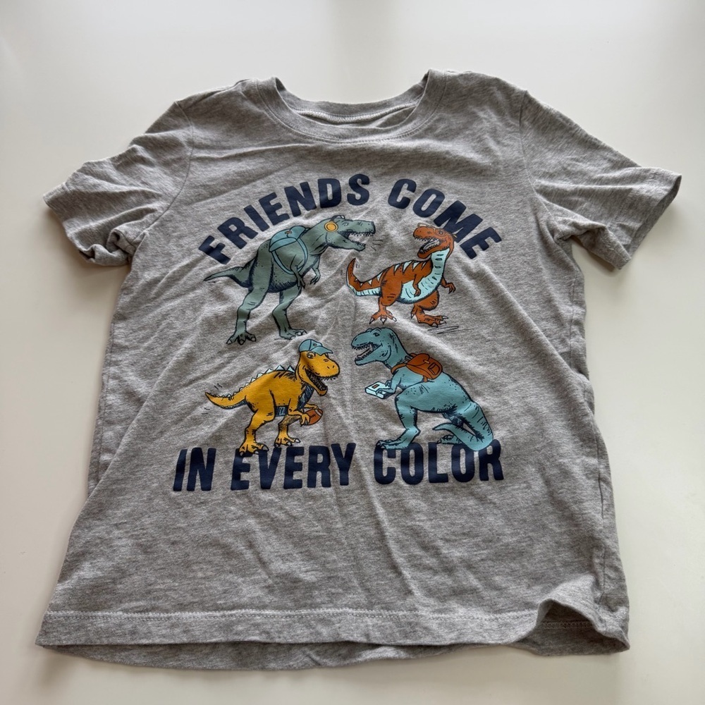 Carter's Gray Tee with Colorful Dinosaurs